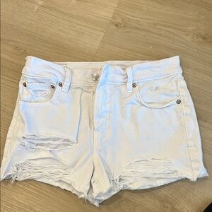 American Eagle Outfitters White Jean Shorts Distressed High-Waisted